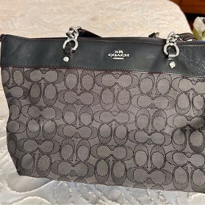 Coach Bag, black and grey with silver chains and accents. Good condition